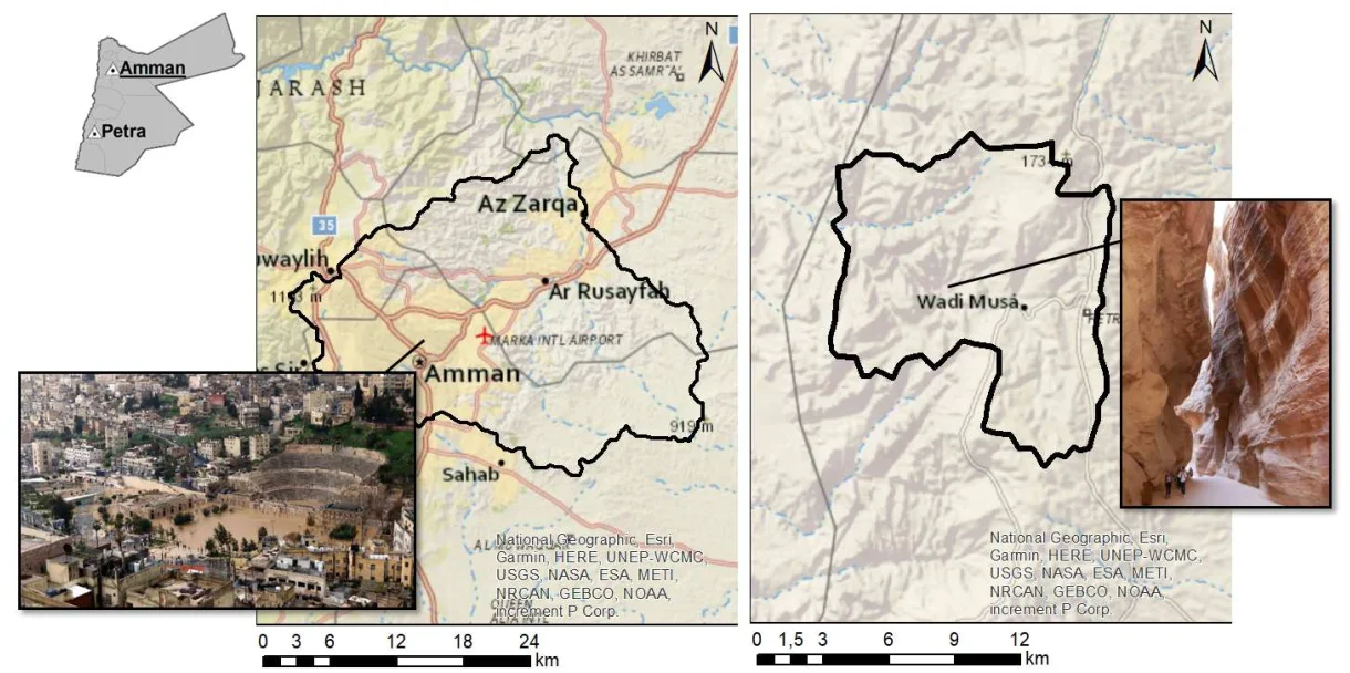 Untersuchungsgebiete: Hauptstadt Amman und Wadi Musa